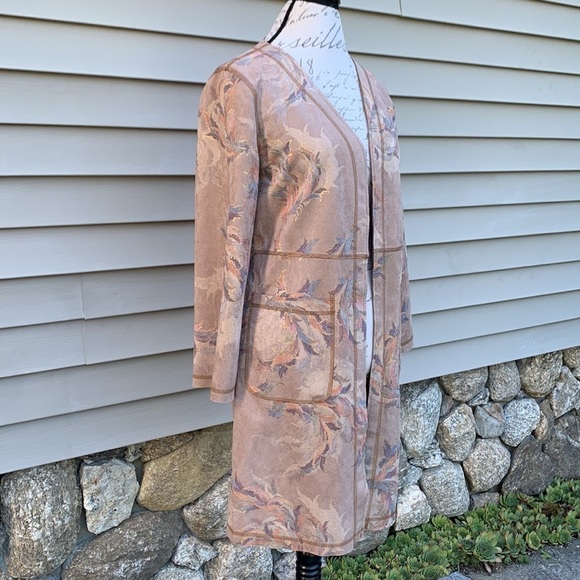 Solitaire Nude Filagree Open Front Faux Suede Jacket - Picture 2 of 14